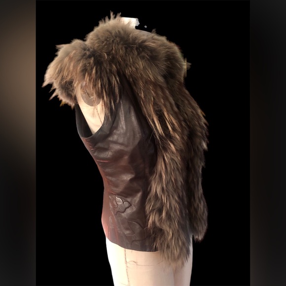 Waggon Paris  Boho Luxury 100% Fox Fur Leather Gillette Vest EU Sz 38 - Picture 4 of 11